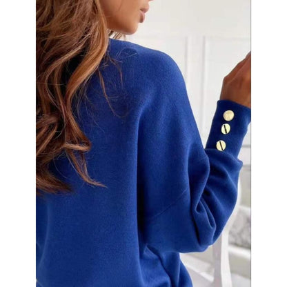 V-Neck Sweater with Button Sleeves for Women - Antonella