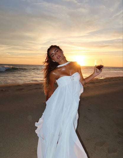 Strapless Maxi Dress with Ruffle Layers for Women - Larissa