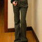 Green vintage low waist flare cargo jeans
