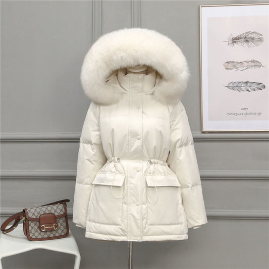 Puffer Jacket with Fur Hood for Women - Loredana