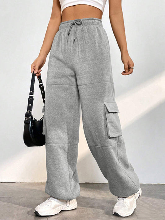 Graue Vintage Sweatpants mit Klappentaschen