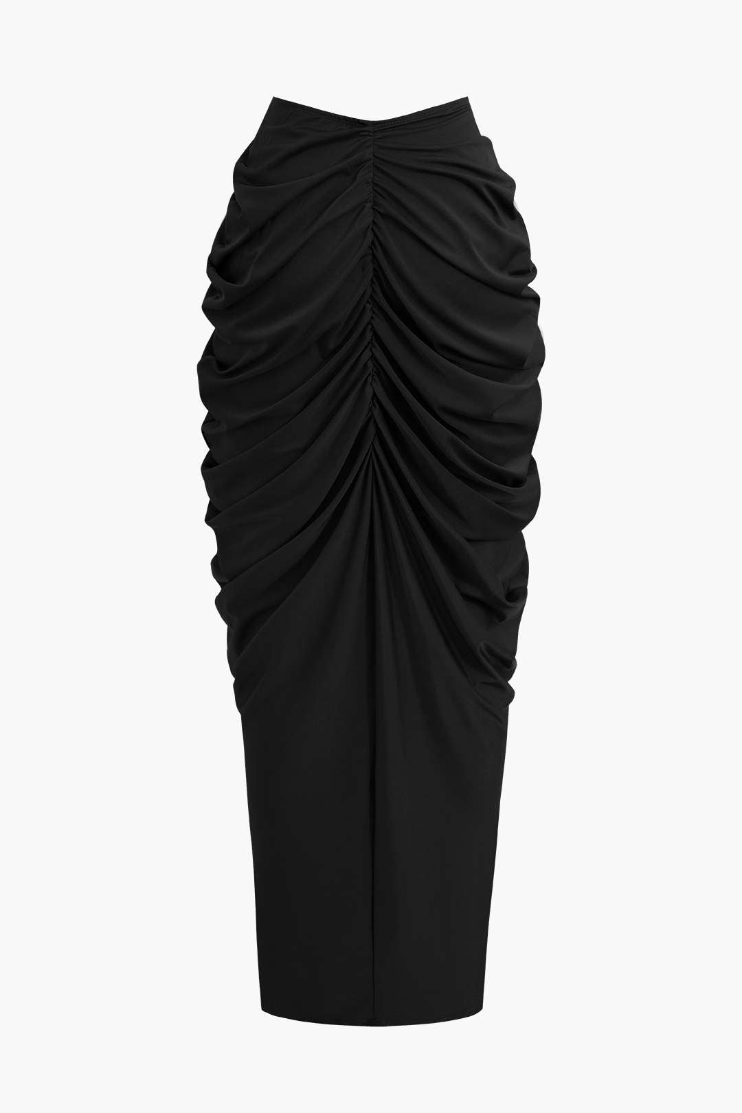 Two Piece Ruched Top & V Shape Cut Waist Maxi Skirt Set