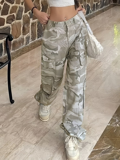 Vintage Grey Camo Baggy Cargo Jeans