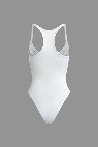 Color sólido Bodysuit de bustier profunda con cuello en V