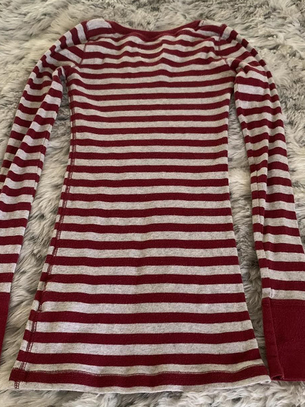 Striped Vintage Street Stripe Long Sleeves Tee