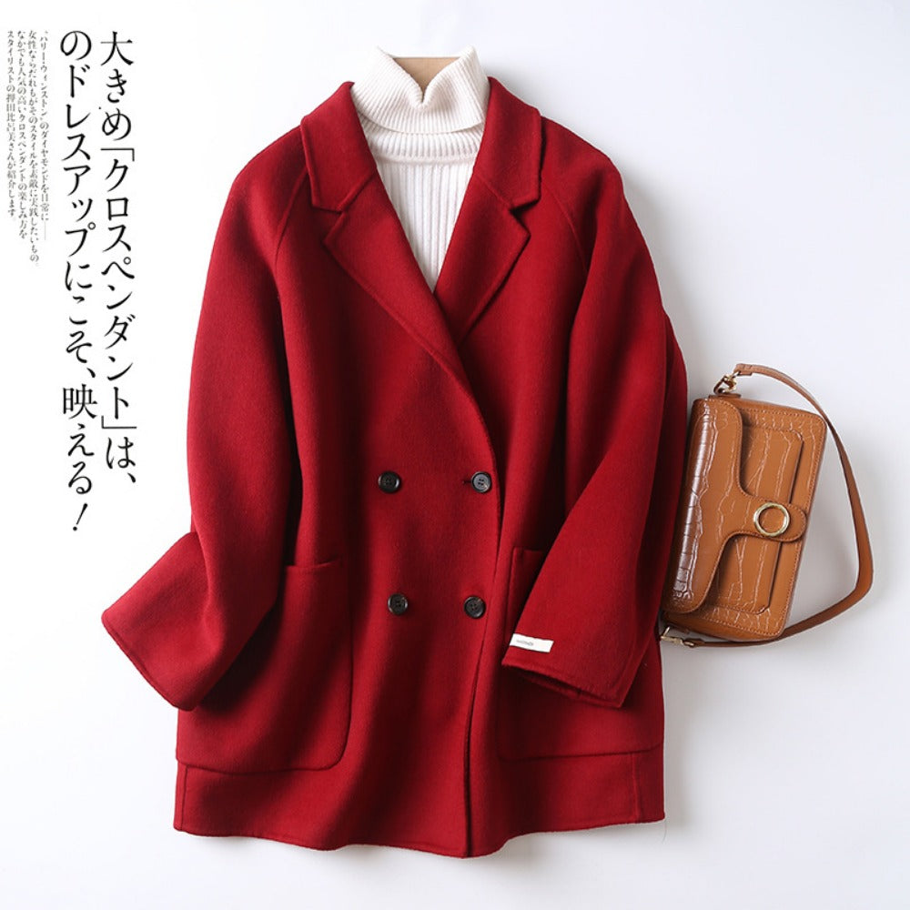Double Breasted Wool Blend Coat for Women - Daria