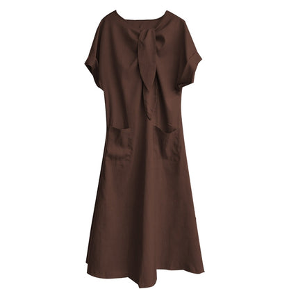 Maxi Dress with Bow and Pockets for Women - Maddalena