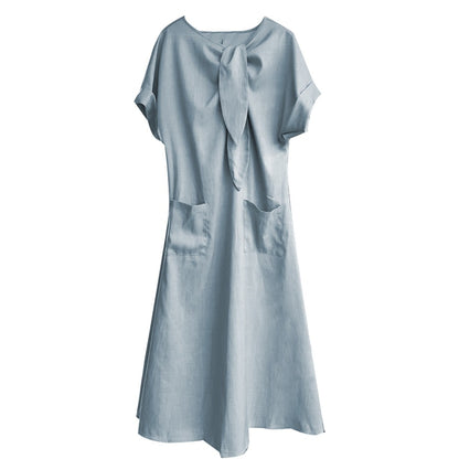 Maxi Dress with Bow and Pockets for Women - Maddalena