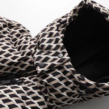 Women's Plaid Puffer Jacket | Waist