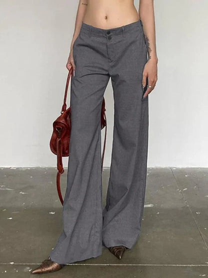 Gray Vintage Versatile Low Rise Tailored Pants