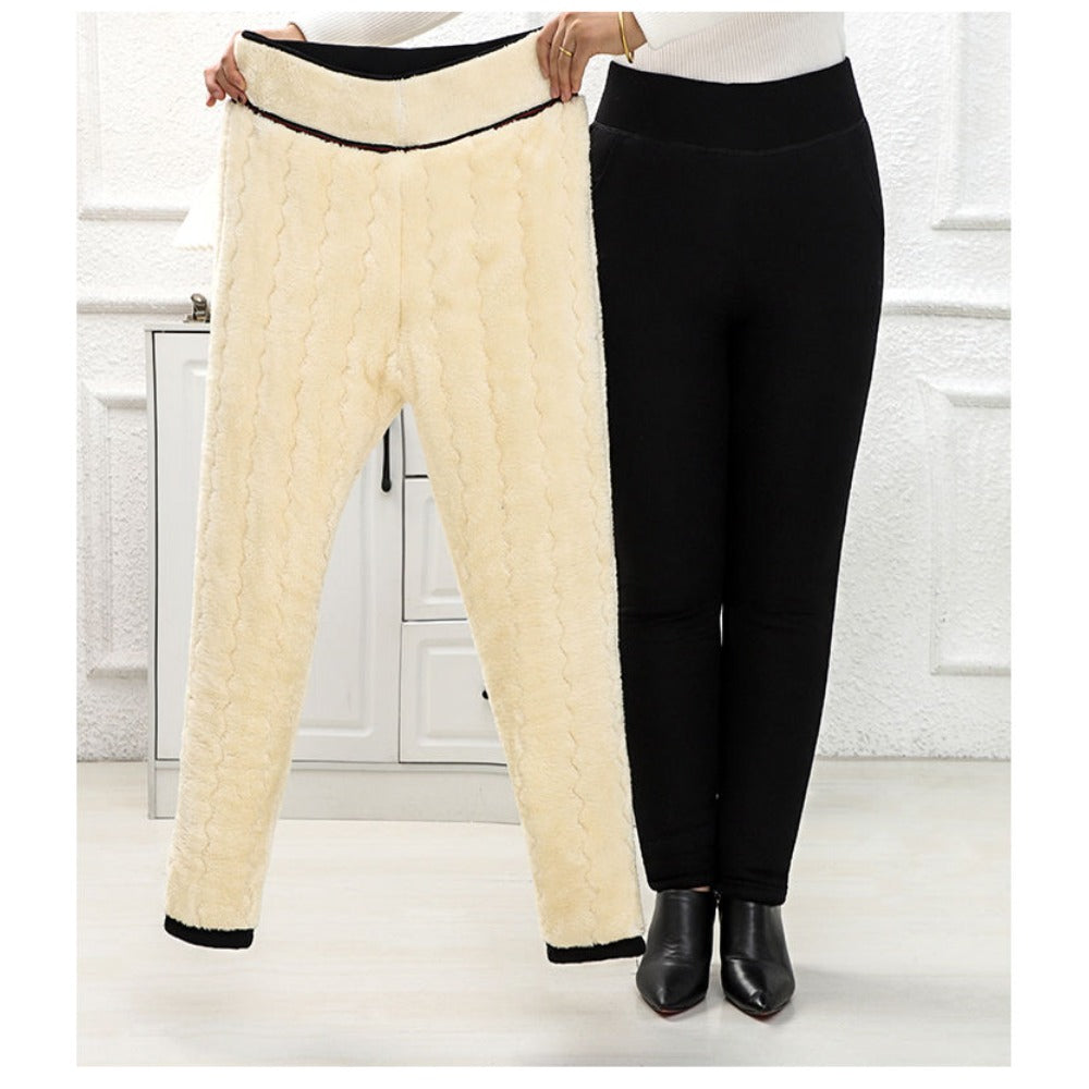 Black Fleece Lined Winter Warm Leggings for Women - Santina