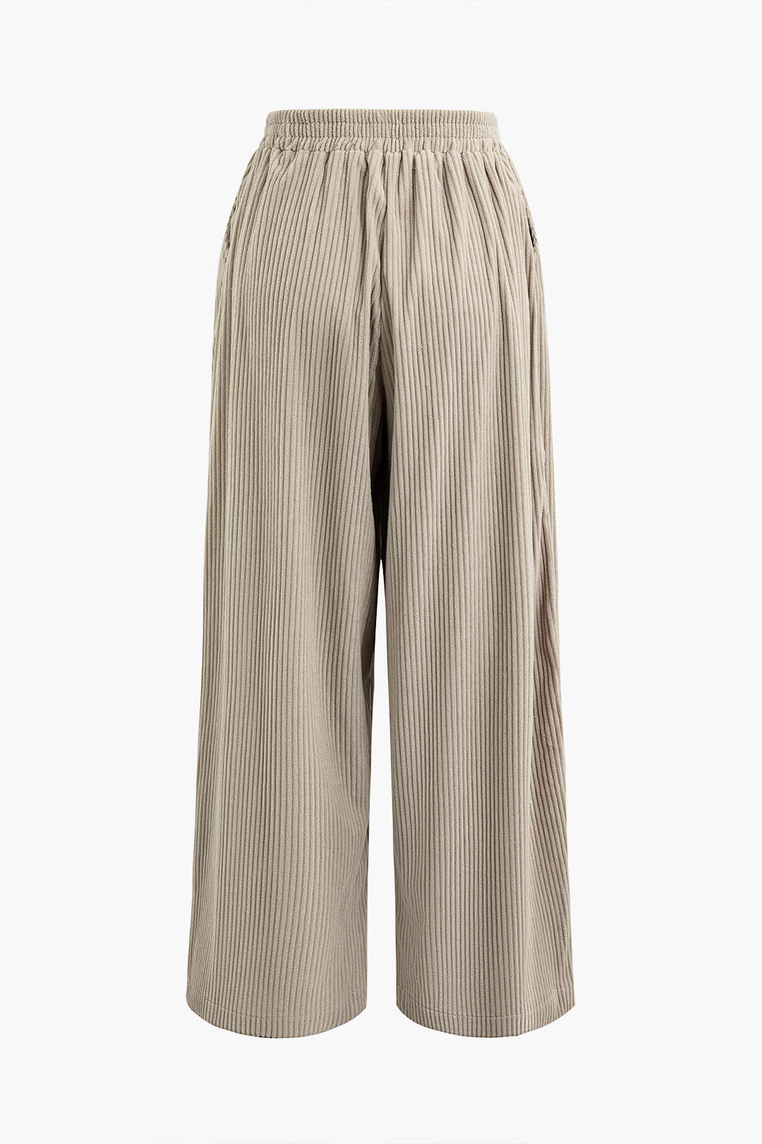 Retro Tan Solid Pleated Wide Leg Pants