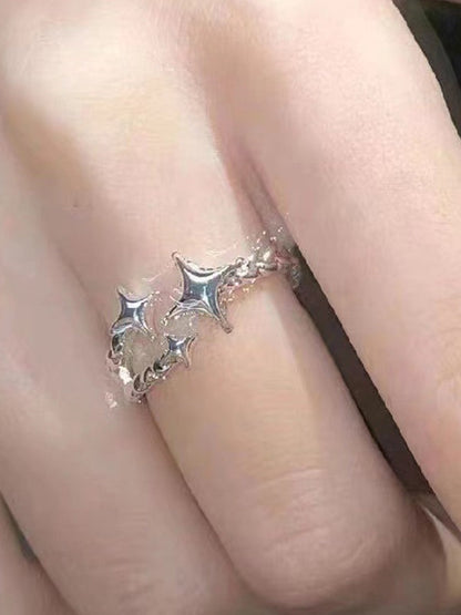 Silver Vintage Delicate Star Styling Cuff Ring