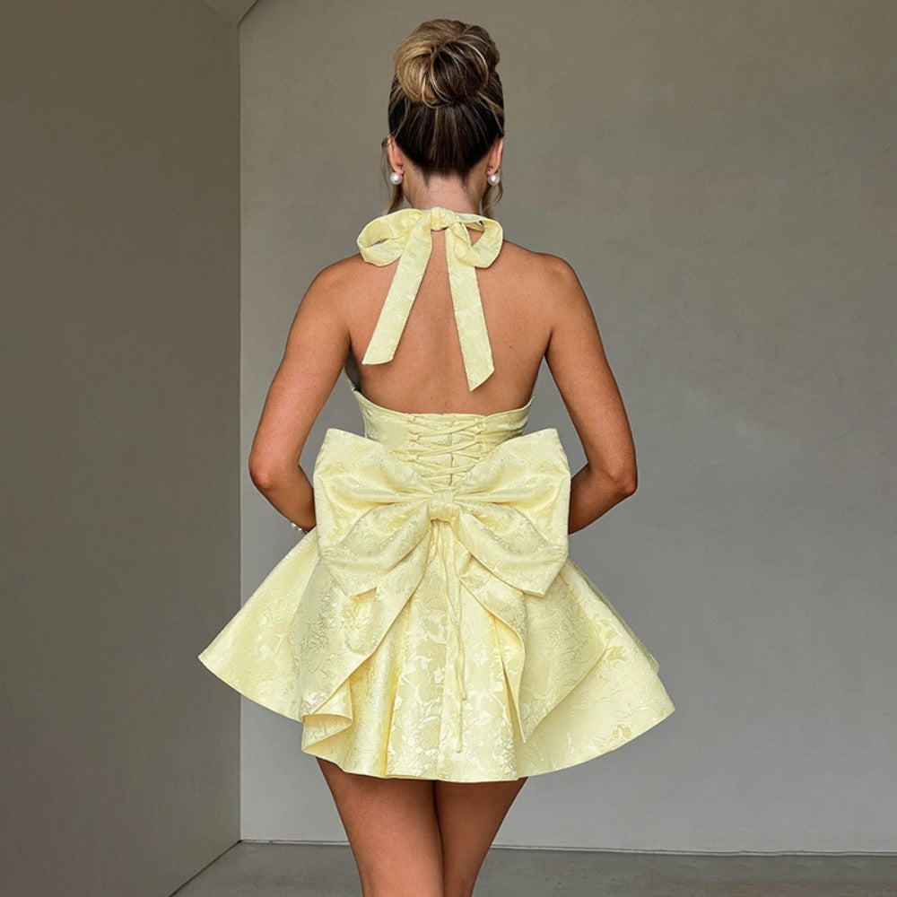 Halter Mini Dress with Flared Skirt for Women - Nives