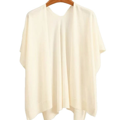 Solid Color Knit Shawl with Button for Women - Michela