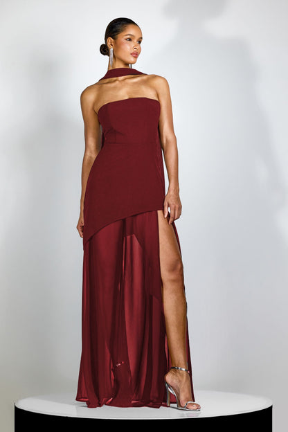 Maxi Dress with Side Slit and Halter Neck for Women - Orsola