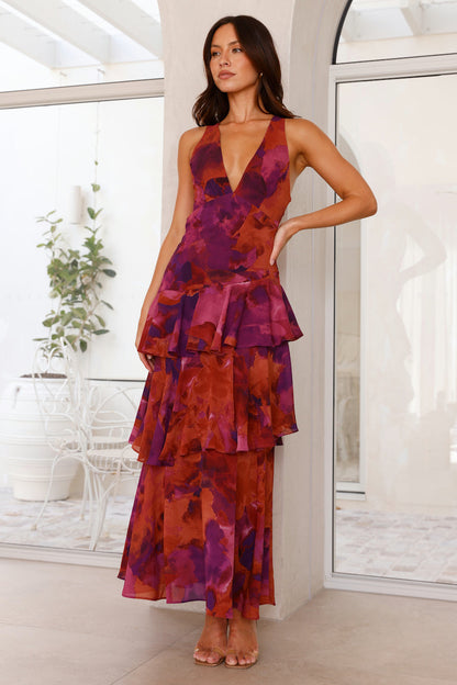 Women's V-Neck Ruffled Summer Dress | Maxi