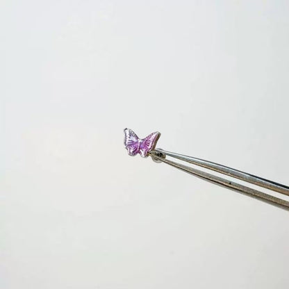 Purple Butterfly Stud and Dangle Earrings Set for Women - Grazia
