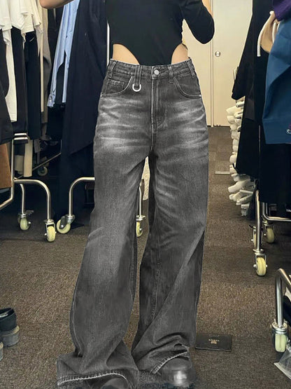 Jeans de novio holgado de efecto de hip hop oscuro