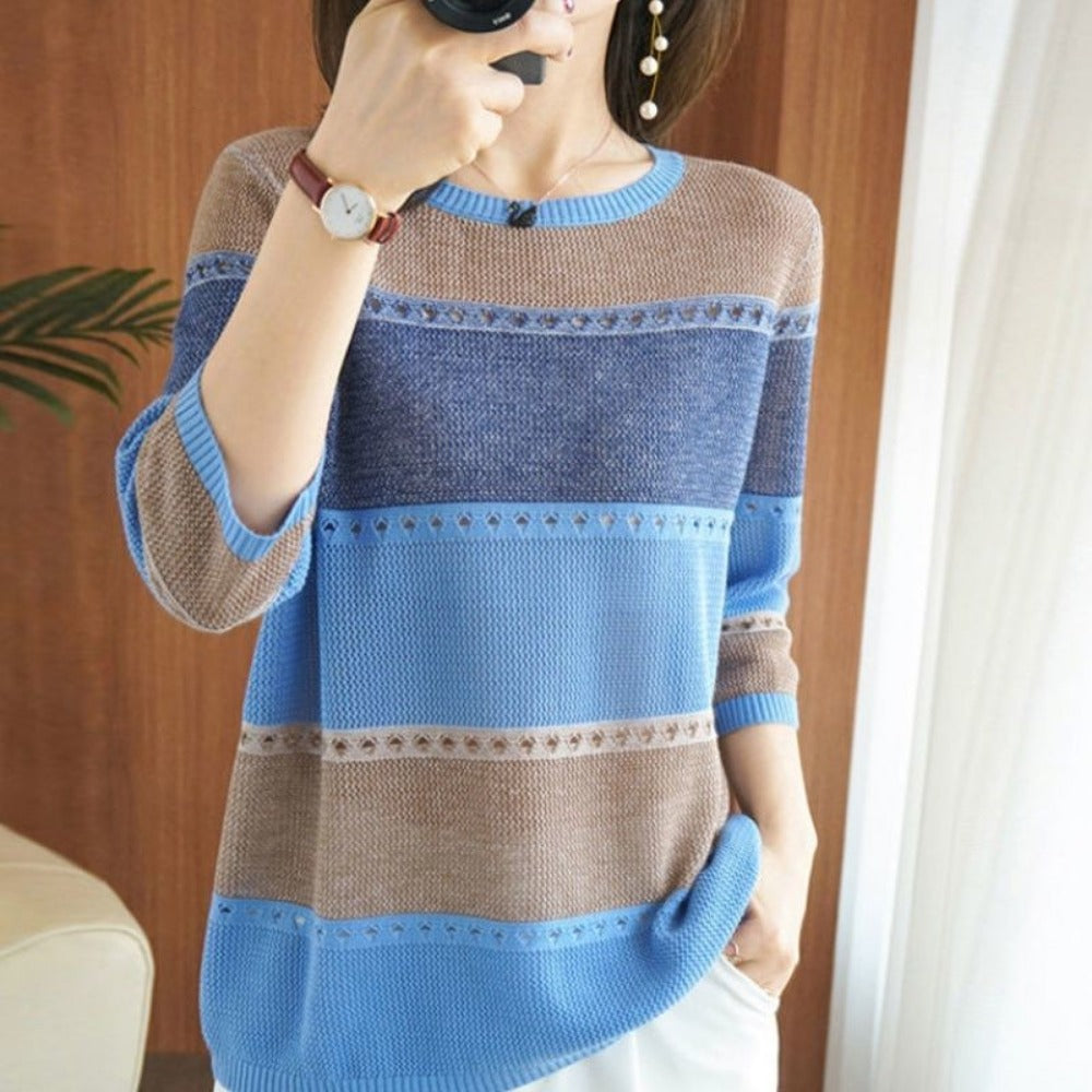 Color Block Knit Sweater for Women - Alfonsina