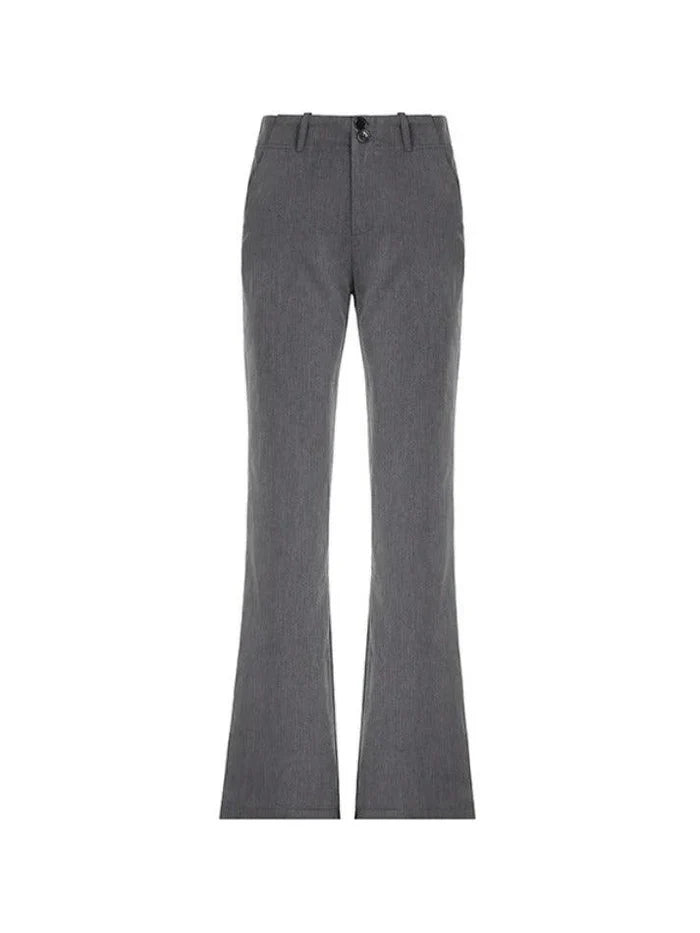 Graue Vintage Vielseitige Low Rise Tailor Hose