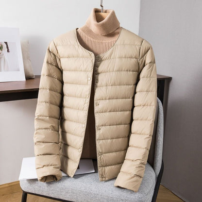 Lightweight Down Jacket with Snap Buttons for Women - Sebastiana