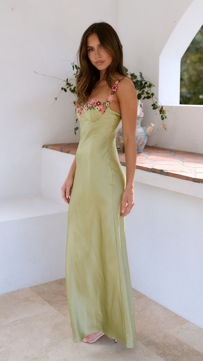 Party Floral Embroidered Dress | Maxi