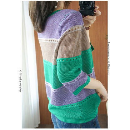 Color Block Knit Sweater for Women - Alfonsina