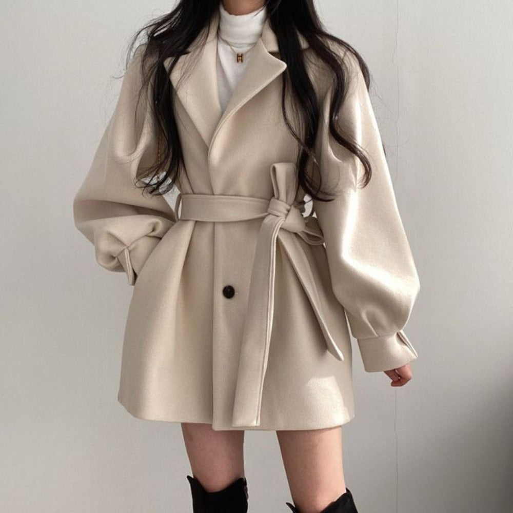Belted Coat with Long Sleeves for Women - Marilena
