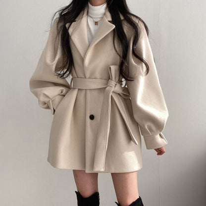 Belted Coat with Long Sleeves for Women - Marilena