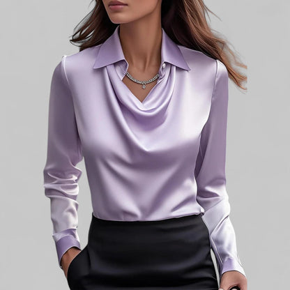 Women's Waterfall Neck Blouse | Long Sleeves