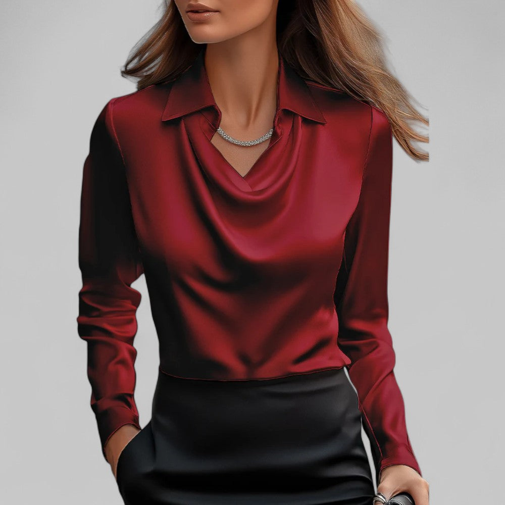 Women's Waterfall Neck Blouse | Long Sleeves