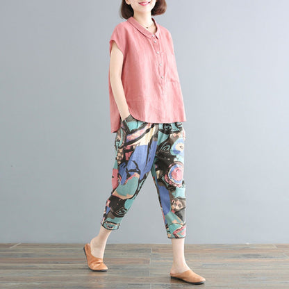 Multicolor Abstract Print Loose Pants for Women - Orsola