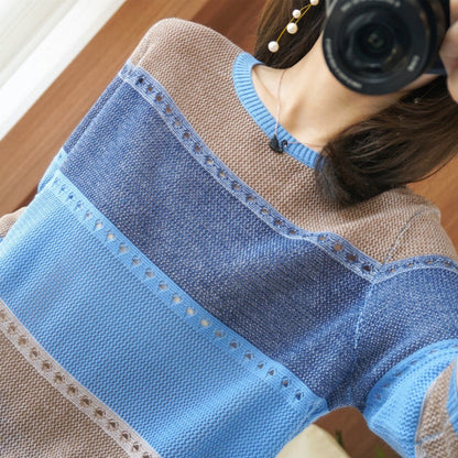 Color Block Knit Sweater for Women - Alfonsina