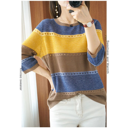 Color Block Knit Sweater for Women - Alfonsina