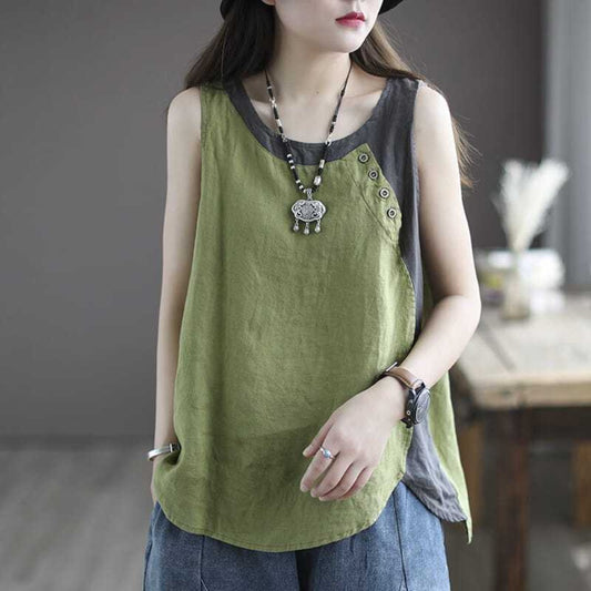 Sleeveless Button Detail Tank Top for Women - Lea