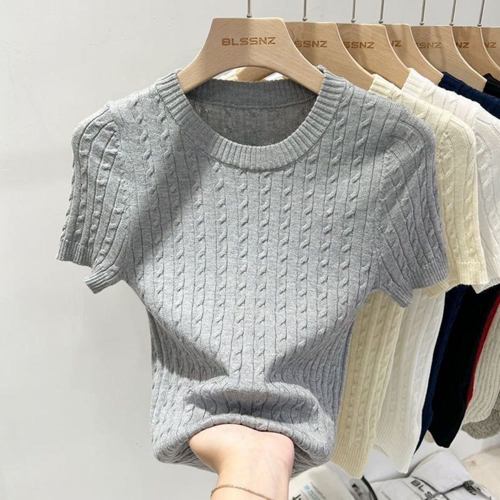 Short Sleeve Knit Sweater Top for Women - Eva