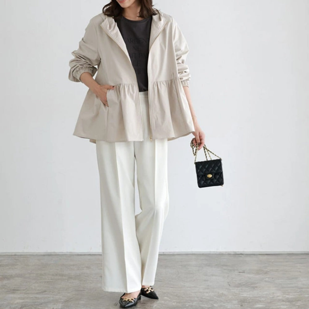 Hooded Long Sleeve Jacket with Pockets for Women - Fernanda