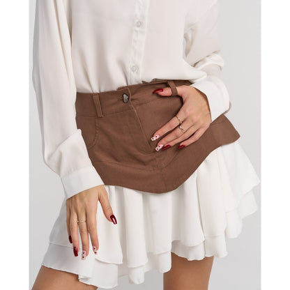 High-Waisted Mini Skirt with Button Detail for Women - Clotilde
