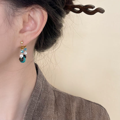 Turquoise Multicolor Natural Stone Hoop Earrings for Women - Annamaria