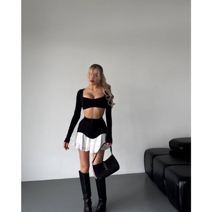 High-Waisted Mini Skirt with Button Detail for Women - Clotilde