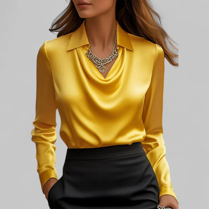 Women's Waterfall Neck Blouse | Long Sleeves