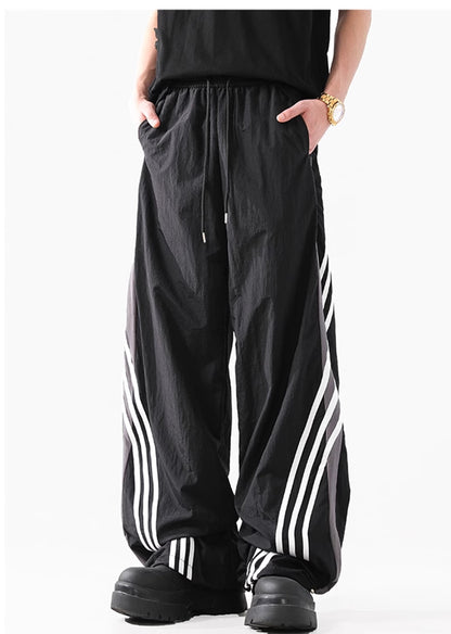 Monotone Retro Sport Strip Wide Natural Pants