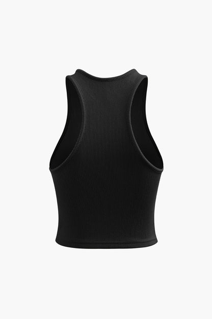 Rib Knit Seam Detail Sleeveless Tank Top