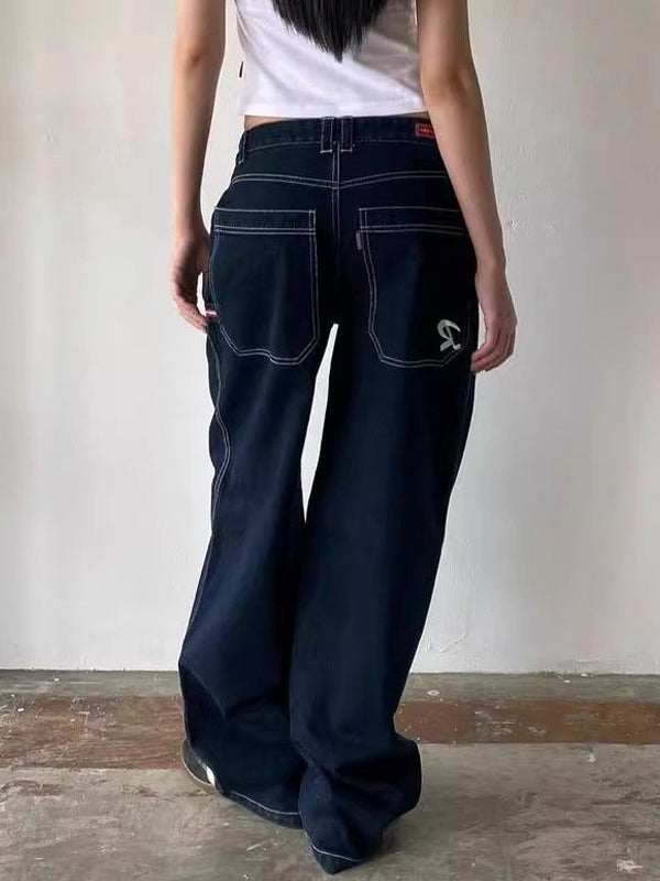 Vintage Pocket Embroidery Boyfriend Jeans