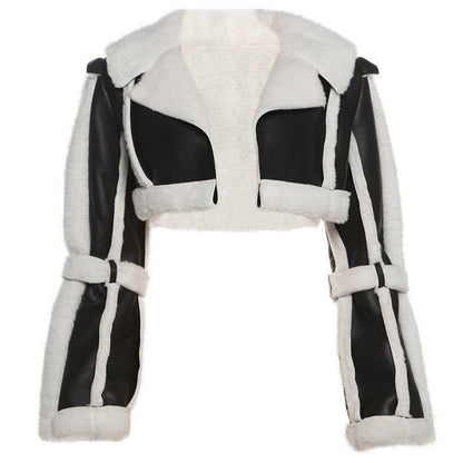 Faux Shearling Cropped Jacket for Women - Natalia
