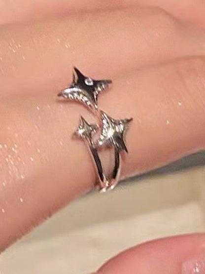 Silver Vintage Delicate Star Styling Cuff Ring