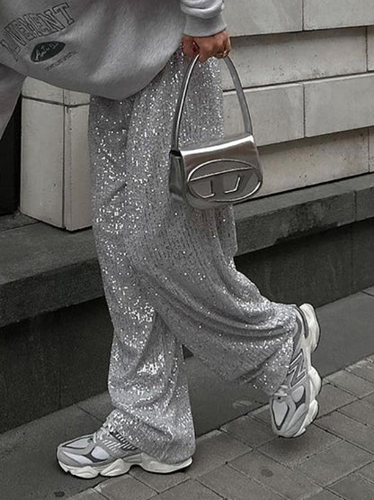 Sliver Vintage Sequin Wide Leg Pants