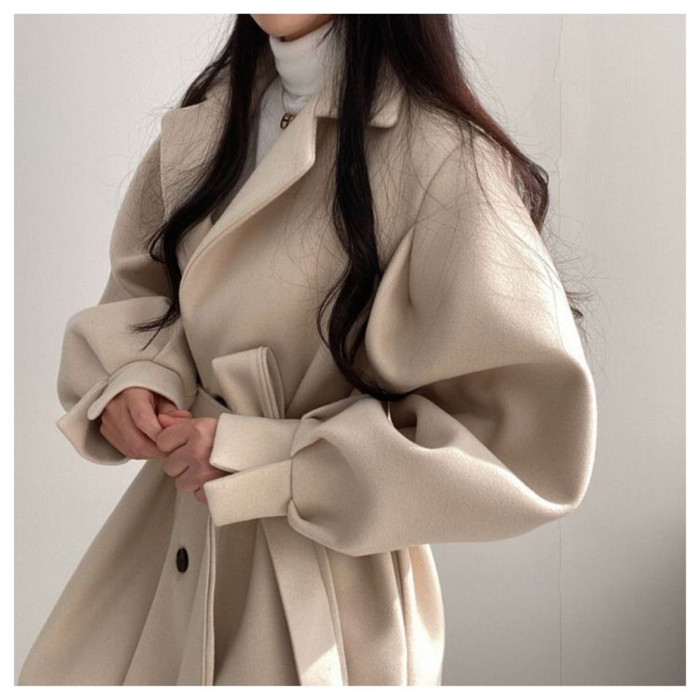 Belted Coat with Long Sleeves for Women - Marilena