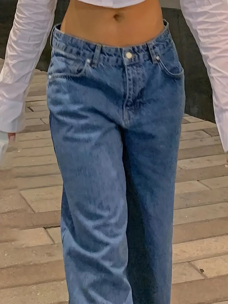 LUKE!!! Dark Blue 90s Loose Baggy Boyfriend Jeans with Low Waist / 90s Dark Blue Loose Baggy Boyfriend Jeans with Low Waist